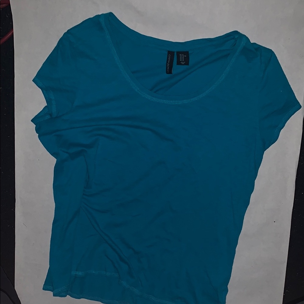 Cynthia Rowley Blue Fitted Short Sleeve Tee